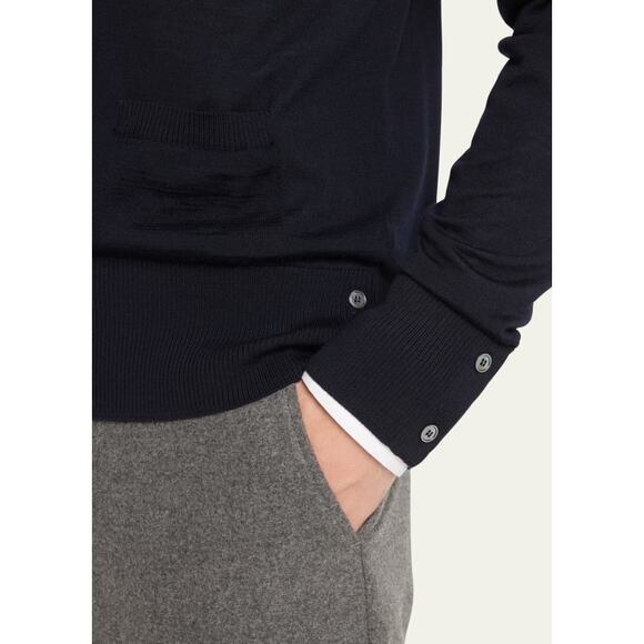 THOM BROWNE Men's 4-Bar Wool Navy Blue Cardigan Sweater Sz 0 - Picture 9 of 10